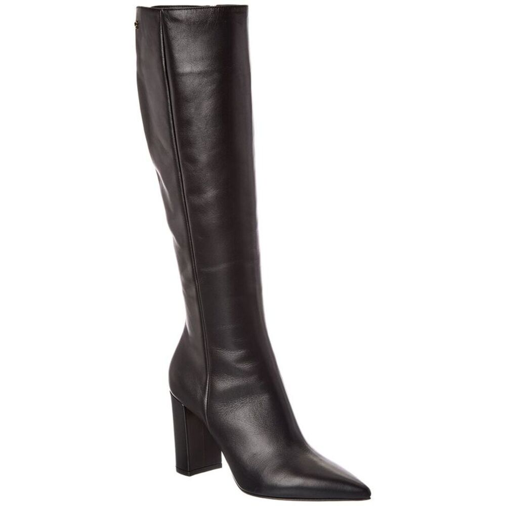 Gianvito Rossi Lyell 85 Leather Knee-High Boot, Black